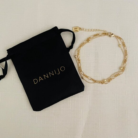 Dannijo Double Gold Anklet Jewelry for Women Gold Plated Chains 9 in to 10.5 in - Picture 2 of 7